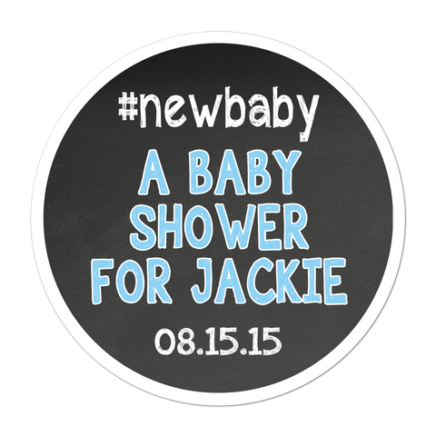 #Baby Shower Chalkboard Style Background Personalized Baby Shower Sticker