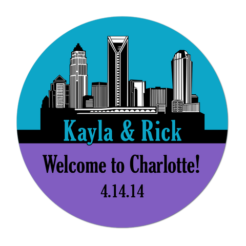 Charlotte Skyline Personalized Destination Wedding Favor Sticker