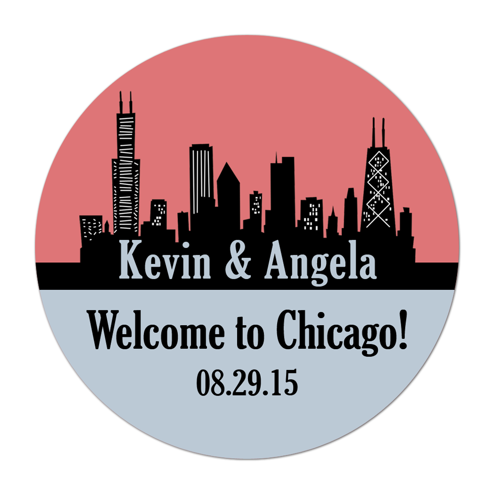 Chicago Skyline Personalized Sticker Wedding Stickers - INKtropolis