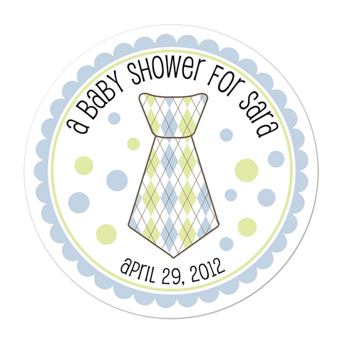 Little Man Necktie Personalized Baby Shower Sticker