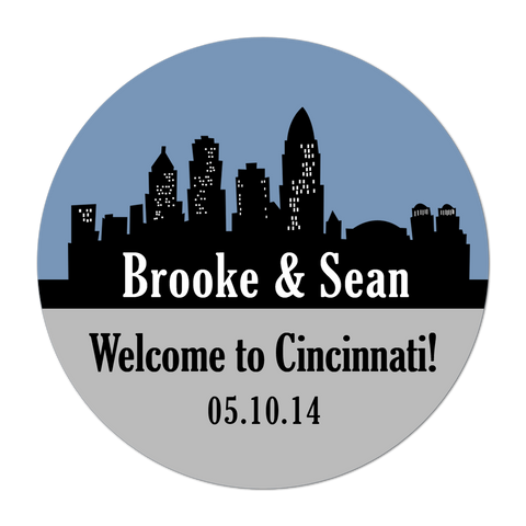 Cincinnati Skyline Personalized Destination Wedding Favor Sticker