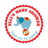 Circus Elephant Personalized Sticker Baby Shower Stickers - INKtropolis