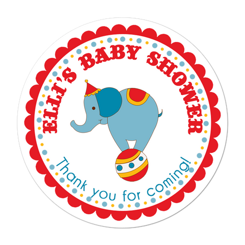 Circus Elephant Personalized Birthday Favor Sticker