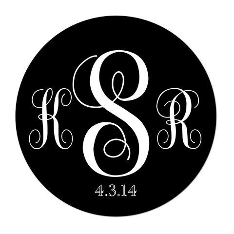 Traditional Monogram Personalized Wedding Favor Sticker