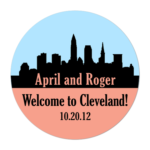 Cleveland Skyline Personalized Destination Wedding Favor Sticker