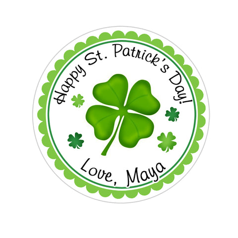 St Patricks Day Four Leaf Clover Personalized Sticker