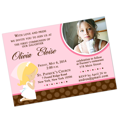 Blonde Girl Communion Digital Invitation