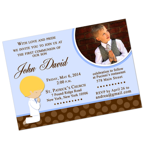 Blonde Boy Communion Digital Invitation