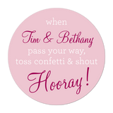 Toss Confetti and Shout Hooray Personalized Sticker Wedding Stickers - INKtropolis