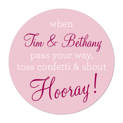Toss Confetti and Shout Hooray Personalized Wedding Favor Sticker
