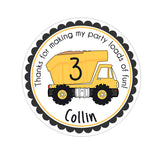 Construction Dump Truck Personalized Sticker Birthday Stickers - INKtropolis