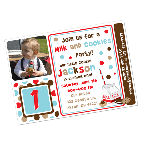 Milk and Cookies Digital Birthday Invitation