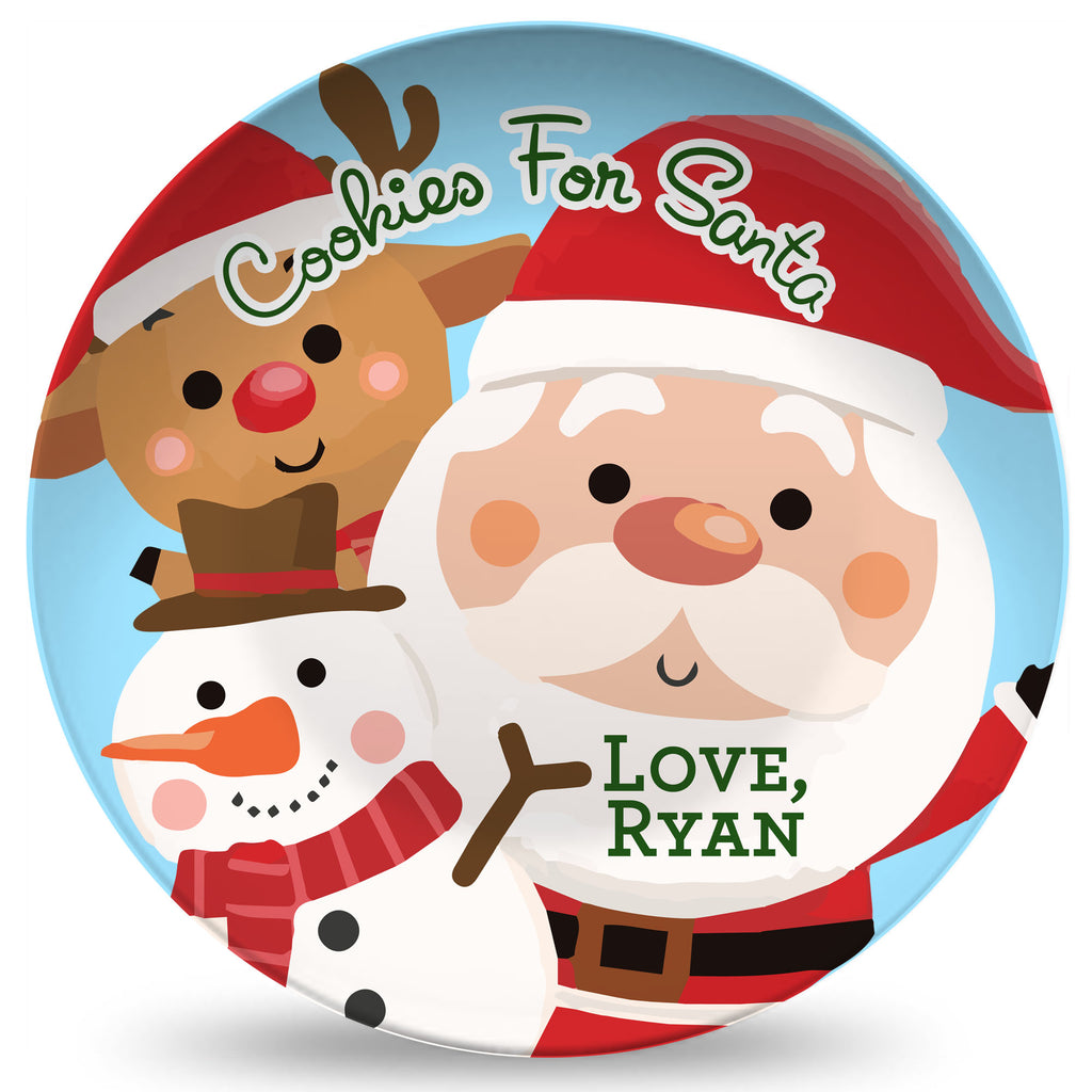 Personalized Cookies For Santa Plate - Santa and Friends