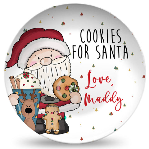 Personalized Cookies For Santa Plate - Whimsical Santa Claus