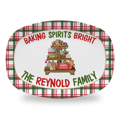 Personalized Christmas Holiday Platter, Serving Tray - Cookie Tray