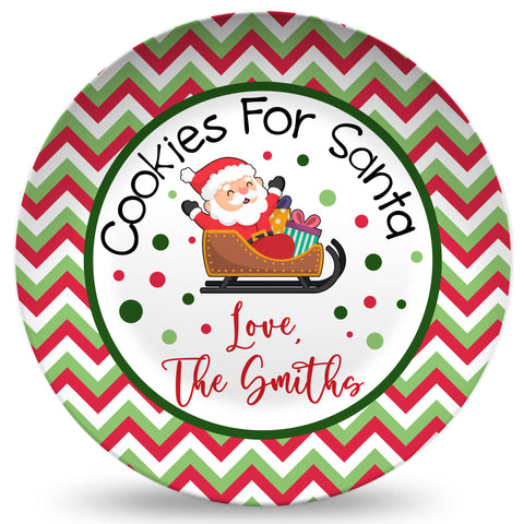Personalized Cookies For Santa Plate - Santa's Sleigh