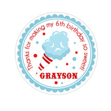 Blue Cotton Candy Personalized Sticker Birthday Stickers - INKtropolis
