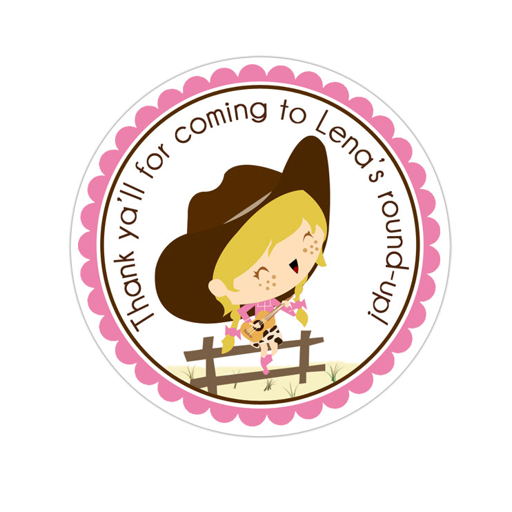 Cowgirl Personalized Sticker Birthday Stickers - INKtropolis