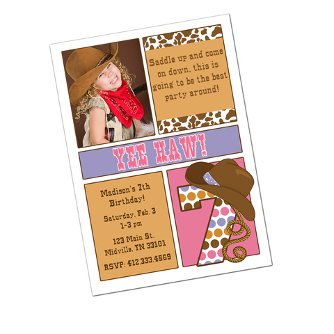 Cowgirl Digital Birthday Invitation