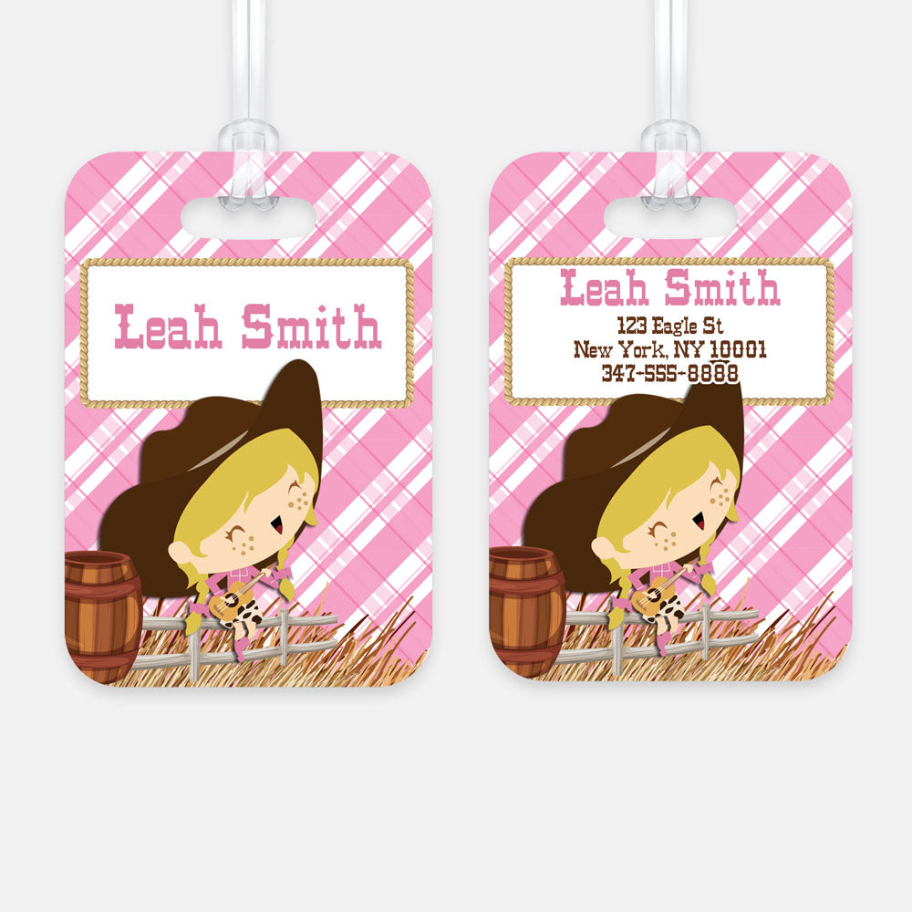 Personalized Cowgirl Luggage Tag, Kids Backpack Tag