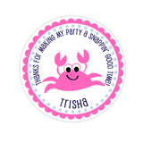 Pink Crab Personalized Sticker Birthday Stickers - INKtropolis