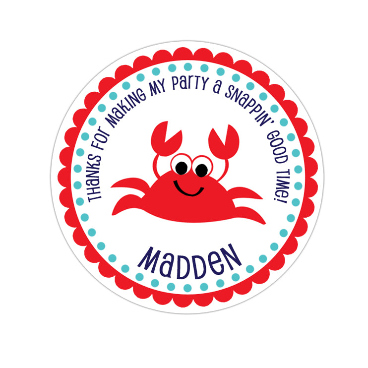 Red Crab Personalized Sticker Birthday Stickers - INKtropolis