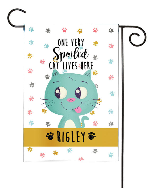 personalized spoiled cat yard flag