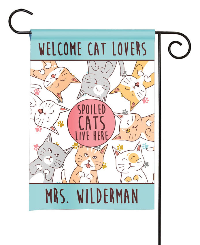 personalized spoiled cats garden flag