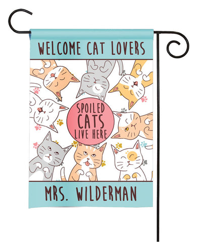 Personalized Garden Flag - Spoiled Cats