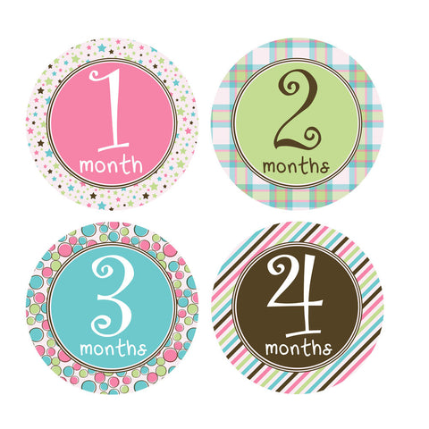 Pastel Colored Monthly Baby Stickers
