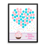Personalized Birthday Guest Book Alternative - Cupcake Balloons - Customized Poster, Print, Framed or Canvas, 50 Signatures Birthday Guest Book Alternative - INKtropolis