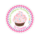 Colorful Cupcake Personalized Sticker Birthday Stickers - INKtropolis