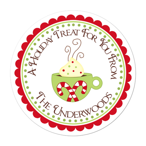 Hot Chocolate Personalized Christmas Gift Sticker