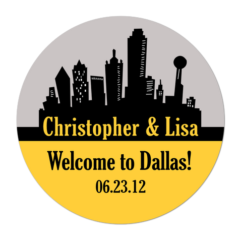 Dallas Skyline Personalized Destination Wedding Sticker
