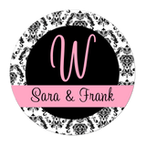 Damask Initial Personalized Sticker Wedding Stickers - INKtropolis