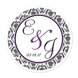 Damask Initials Personalized Sticker Wedding Stickers - INKtropolis