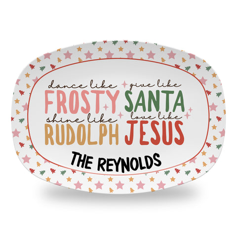 Personalized Christmas Holiday Platter, Serving Tray - Dance Like Frosty