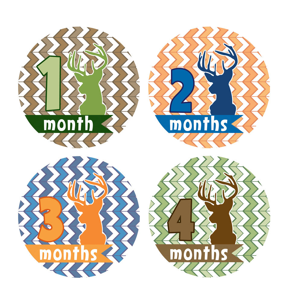 Deer Monthly Baby Stickers onesie sticker - INKtropolis