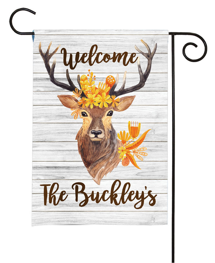 personalized rustic deer yard flag
