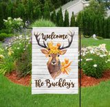 Personalized Garden Flag - Rustic Deer