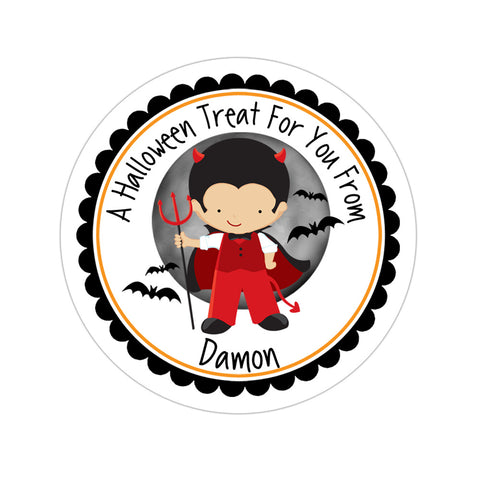 Devil Boy Costume Personalized Halloween Sticker