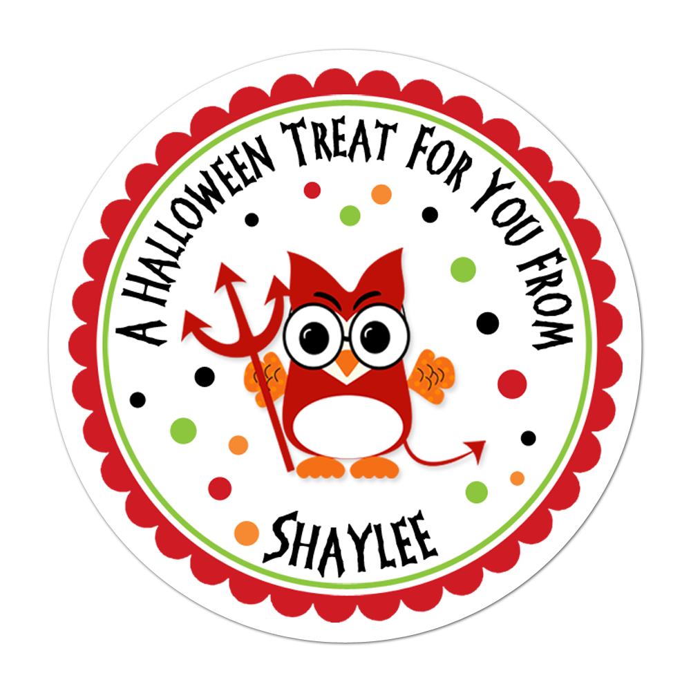 Devil Owl Costume Personalized Sticker Halloween Stickers - INKtropolis