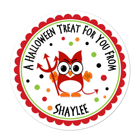 Devil Owl Costume Personalized Halloween Sticker