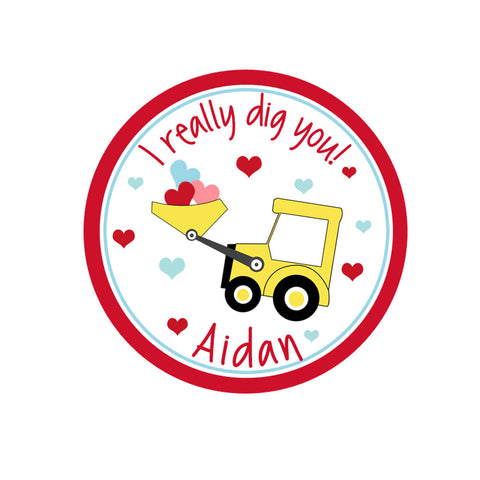 Digger Personalized Valentines Day Sticker