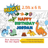 Personalized Dinosaur Birthday Coloring Banner, Poster, Paper Table Cover