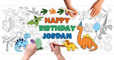 Personalized Dinosaur Birthday Coloring Banner, Poster, Paper Table Cover