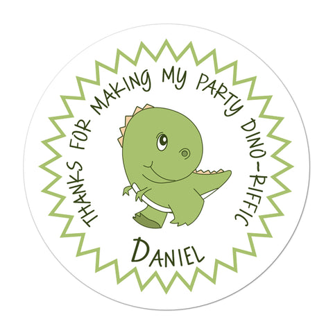 Dinosaur Personalized Birthday Favor Sticker