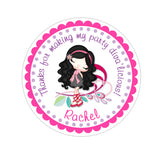 Black Hair Glamor Diva Personalized Sticker Birthday Stickers - INKtropolis