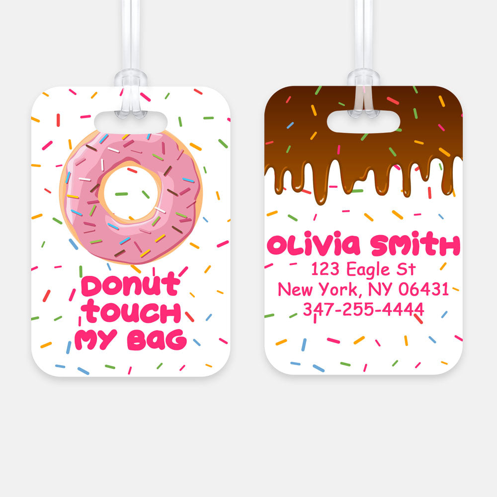 Personalized Donut Luggage Tag, Kids Backpack Tag