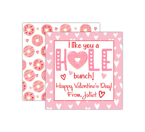 Personalized Donut Valentine's Day Tags, Valentine Cards